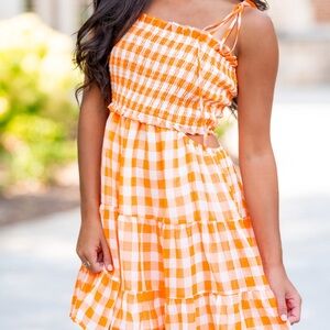 Orange Gingham Women's Dress